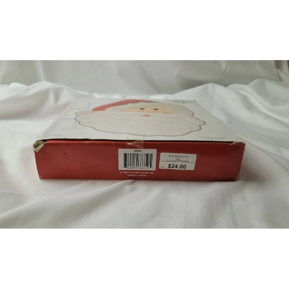 Fitz & Floyd Holiday Cheer~Santa Porcelain Cookie Plate Dish~2008